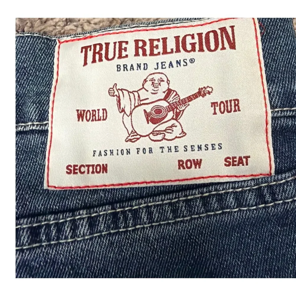 True Religion 700867 Ricky straight Jeans Med Toasted Cinnamon Wash Size 38 New